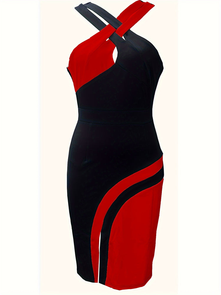Crisscross Split Bodycon Dress - MyEmpired