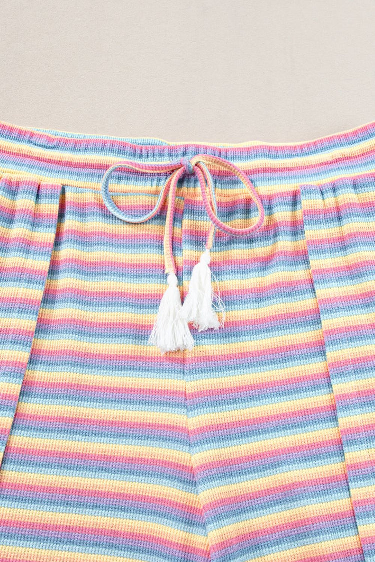 Striped Round Neck Short Sleeve Top and Pants Set - MyEmpired