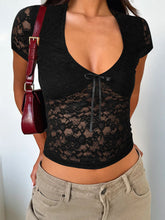 Devine V-Neck Short Sleeve Lace Top - MyEmpired