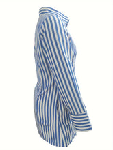 Chic Striped Shirt Dress with Side Pockets - MyEmpired