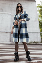 Double Take Full Size Plaid Button Up Lapel Collar Coat - MyEmpired