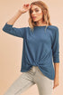 Aemi + Co Twist Front Round Neck 3/4 Sleeve T-Shirt - MyEmpired