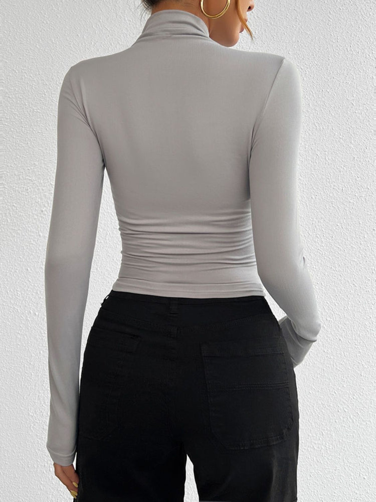 Devine Mock Neck Long Sleeve T-Shirt - MyEmpired