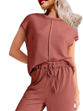 Ribbed Exposed Seam Top and Pants Set - MyEmpired