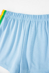 Rainbow Collared Short Sleeve Top and Shorts Set - MyEmpired