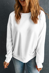 Round Neck Dropped Shoulder Sweatshirt - MyEmpired