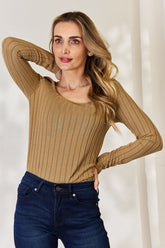 Basic Bae Full Size Ribbed Long Sleeve T-Shirt - MyEmpired