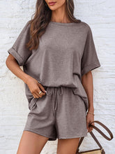 Round Neck T-Shirt and Drawstring Shorts Set - MyEmpired