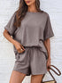 Round Neck T-Shirt and Drawstring Shorts Set - MyEmpired