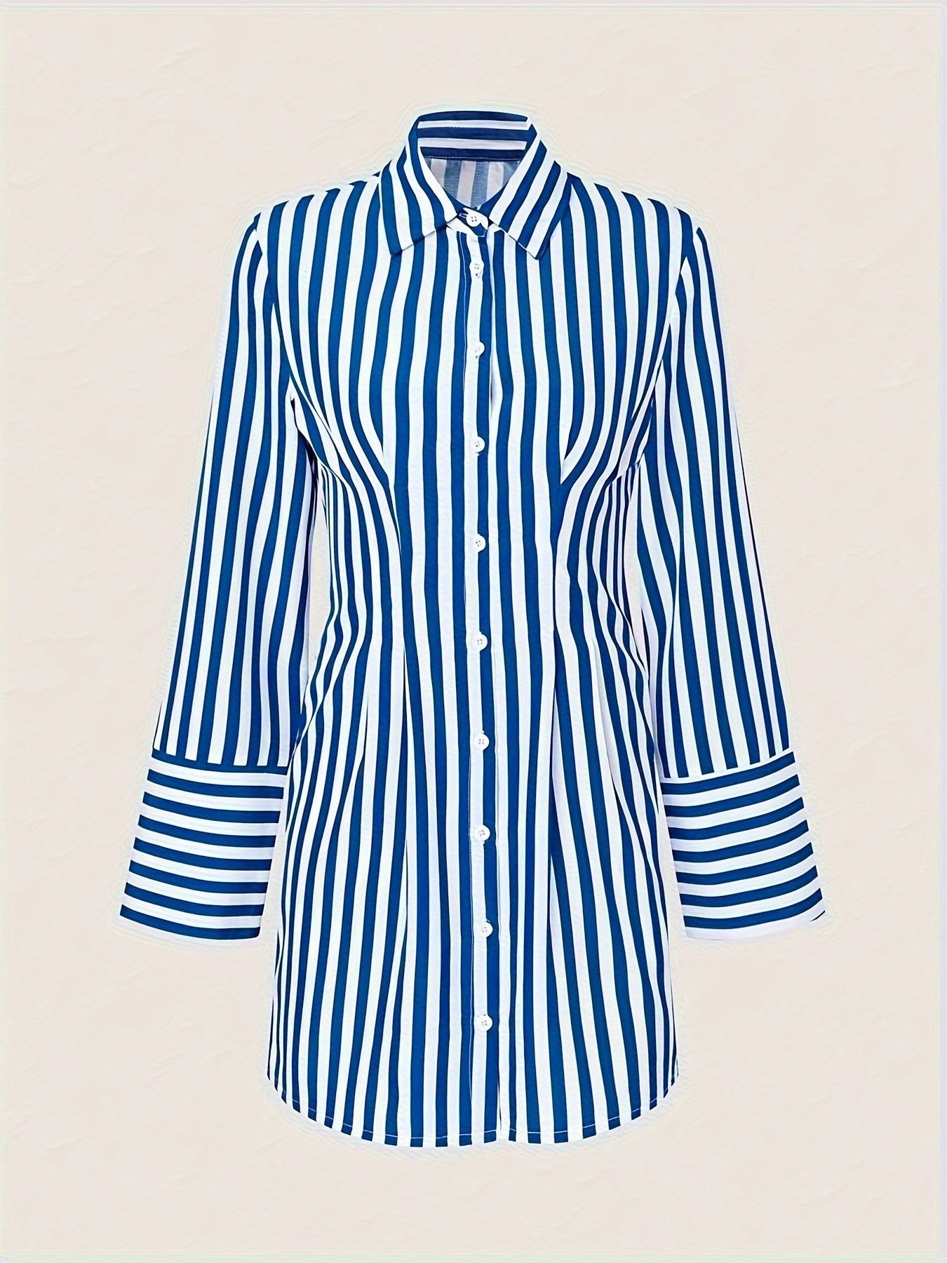 Chic Striped Shirt Dress with Side Pockets - MyEmpired