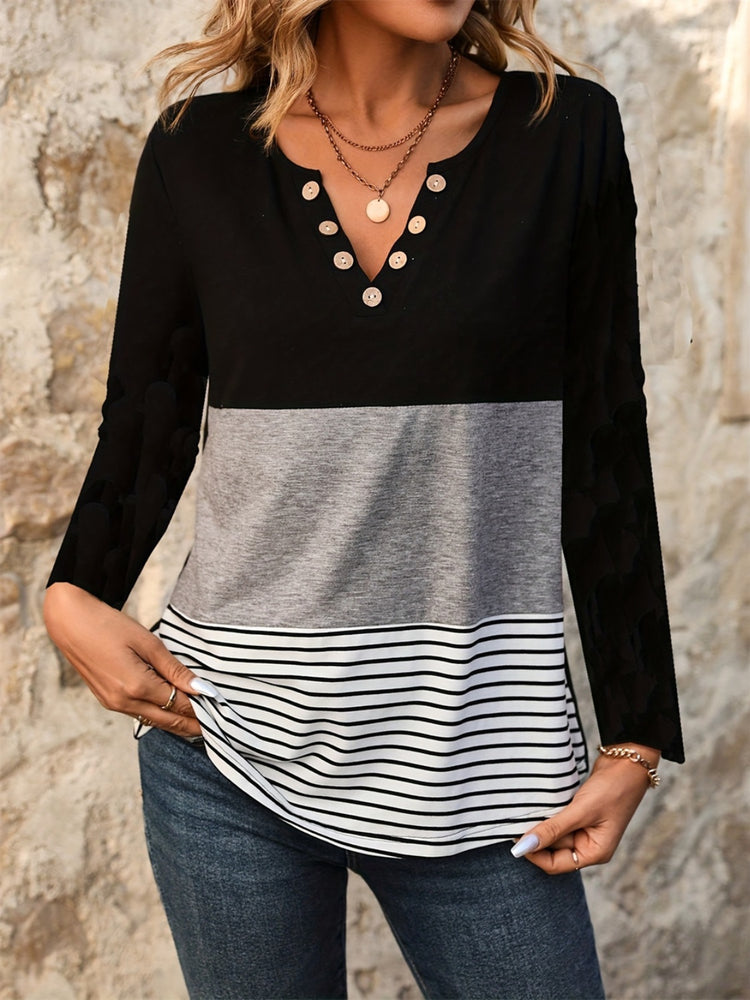 Notched Long Sleeve T-Shirt - MyEmpired