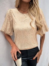 Sequin Round Neck Half Sleeve Top - MyEmpired