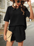 Waffle-Knit Half Sleeve Top and Shorts Set - MyEmpired
