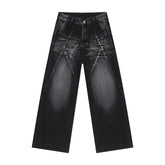 Washed Cat Whisker Straight Leg Jeans - MyEmpired
