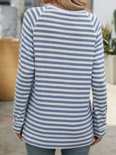 Mandy Striped Round Neck Long Sleeve T-Shirt - MyEmpired
