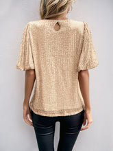 Sequin Round Neck Half Sleeve Top - MyEmpired