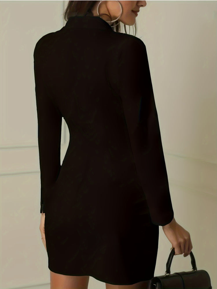 Double Breasted Suit Solid Dress - MyEmpired