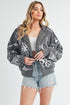 Aemi + Co Flower Print Zip Up Sherpa Hoodie - MyEmpired