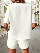 Waffle-Knit Half Sleeve Top and Shorts Set - MyEmpired