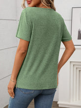 Ribbed V-Neck Short Sleeve T-Shirt - MyEmpired