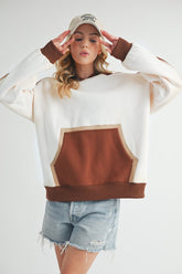 Aemi + Co Color Block Kangaroo Pocketed Hoodie - MyEmpired