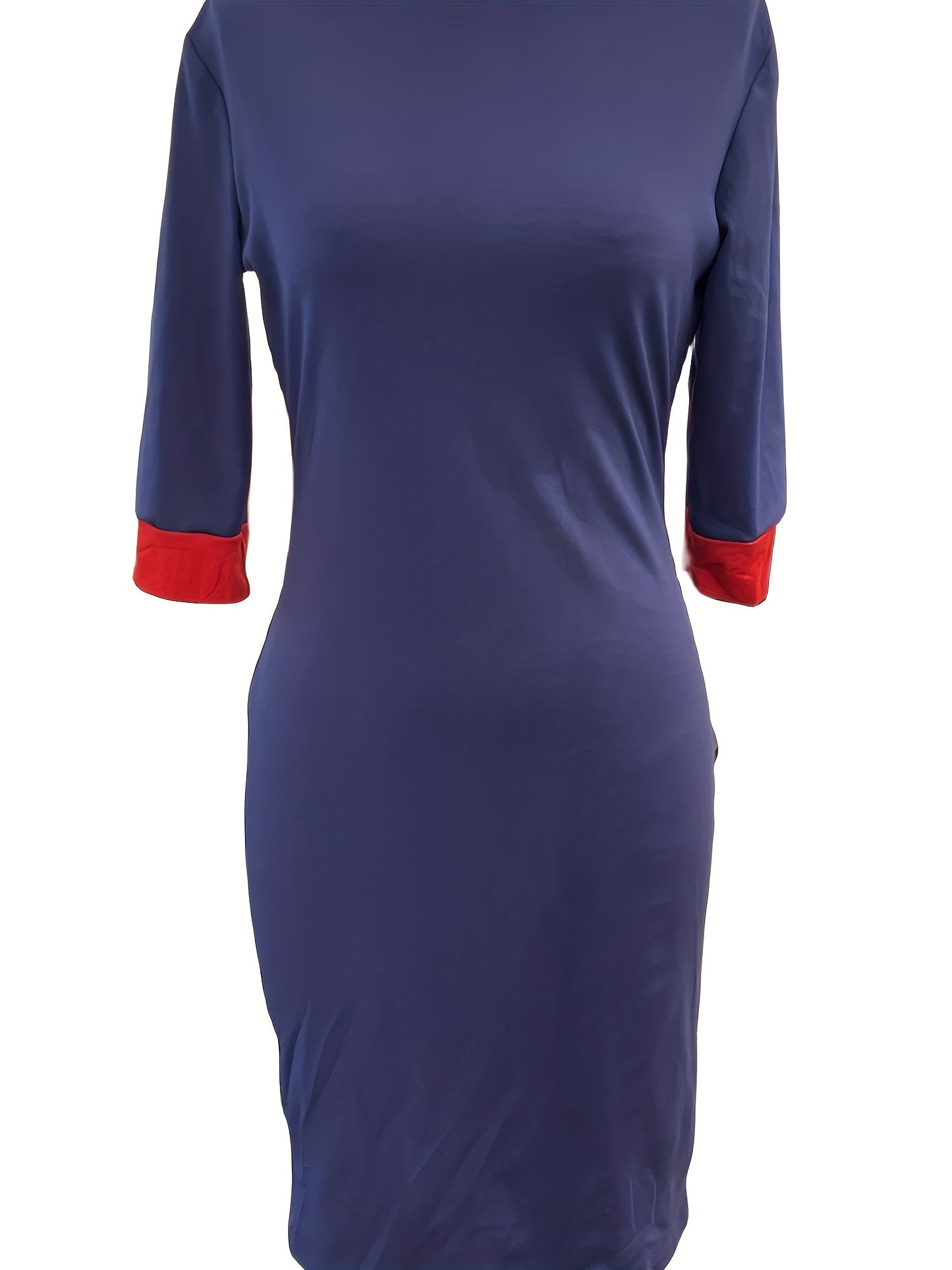 Contrast Trim Crew Neck Dress