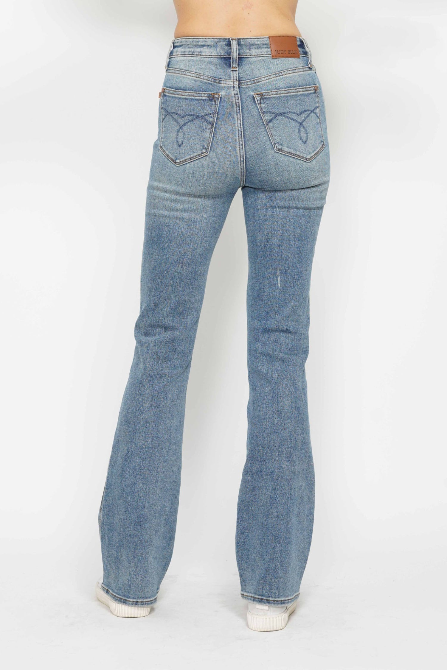 Judy Blue Full Size Tummy Control Back Embroidered Pocketed Bootcut Jeans Plus Size - MyEmpired