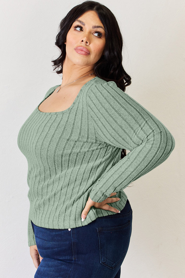 Basic Bae Full Size Ribbed Long Sleeve T-Shirt - MyEmpired