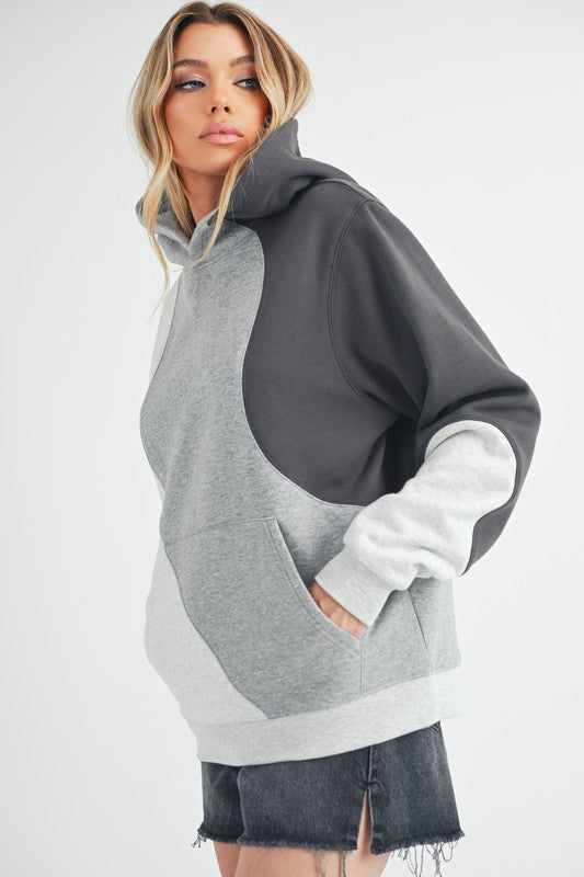 Aemi + Co Color Block Hoodie with Kangaroo Pocket - MyEmpired