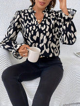 Leopard Print Notch Neck Blouse - MyEmpired