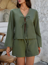 Devine Double Tied V-Neck Top and Shorts Set - MyEmpired