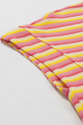 Striped Round Neck Short Sleeve Top and Pants Set - MyEmpired