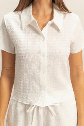 HYFVE Textured Short Sleeve Top and Drawstring Shorts Knit Set - MyEmpired