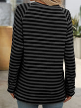 Mandy Striped Round Neck Long Sleeve T-Shirt - MyEmpired