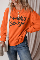 Letter Round Neck Long Sleeve Sweatshirt - MyEmpired
