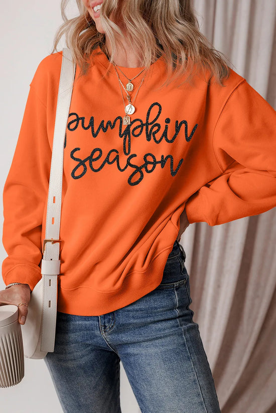 Letter Round Neck Long Sleeve Sweatshirt - MyEmpired