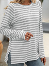 Mandy Striped Round Neck Long Sleeve T-Shirt - MyEmpired