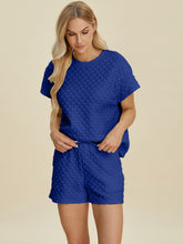 Double Take Full Size Texture T-Shirt and Shorts Set - MyEmpired