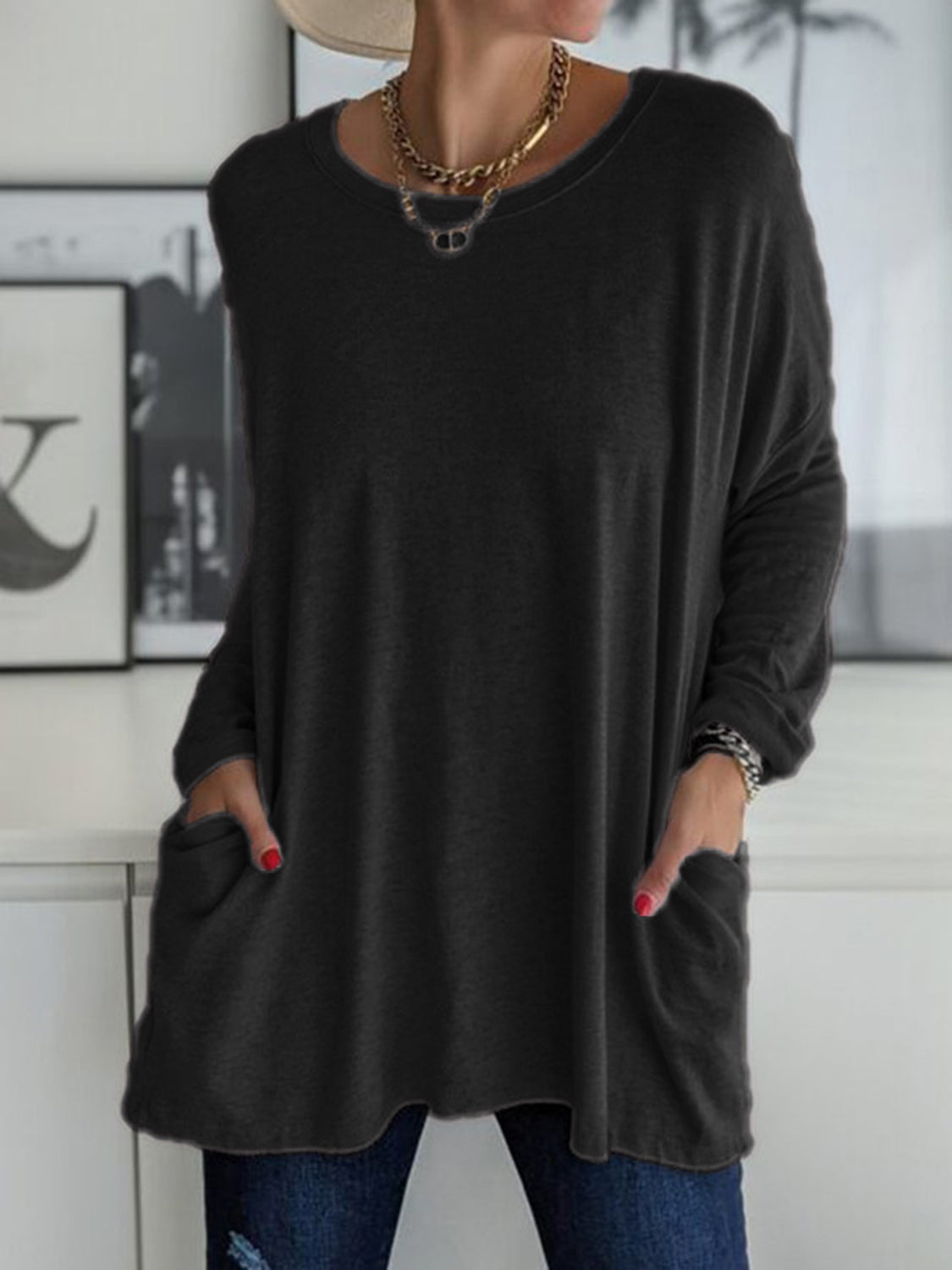 Full Size Round Neck Long Sleeve T-Shirt - MyEmpired