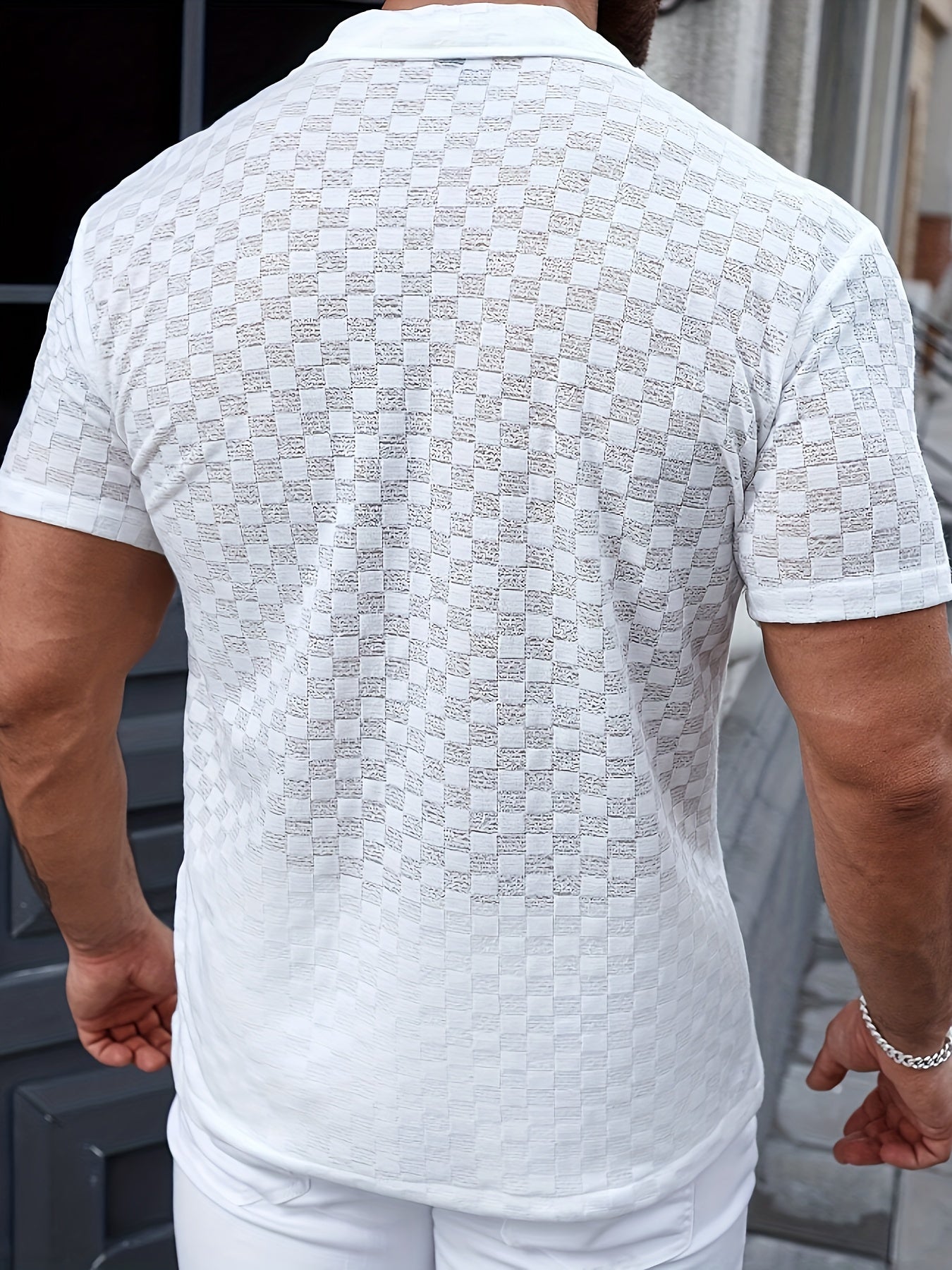 Men's Solid Color Casual Lace Splice Short Sleeve Shirt For Summer