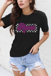 MAMA Rhinestone Letter Round Neck T-Shirt - MyEmpired