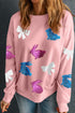 Easter Bunny Bow Knot Sequined Sweatshirt - MyEmpired