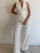 Devine Lapel Collar Sleeveless Top and Pants Set - MyEmpired