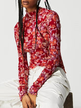Floral Mock Neck Long Sleeve Top - MyEmpired