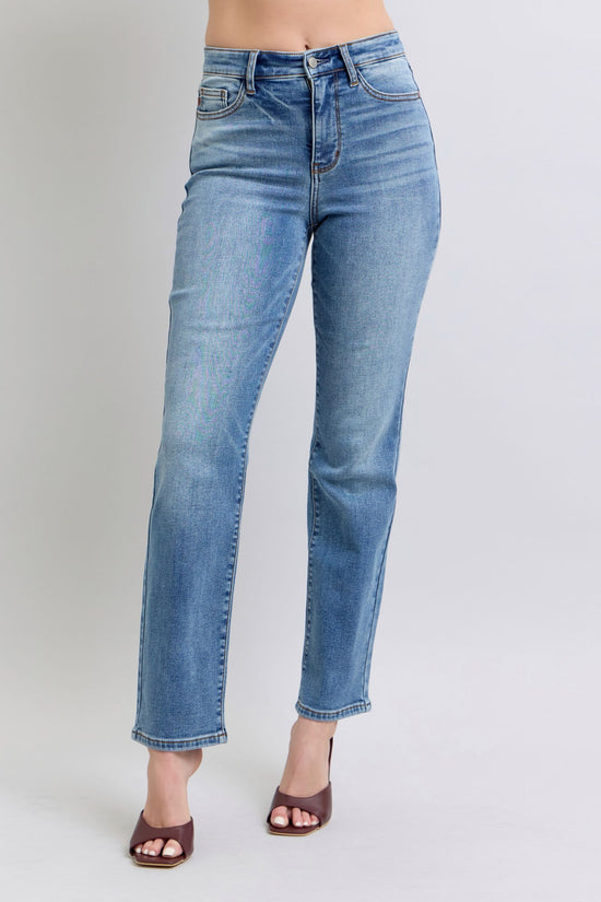 Judy Blue Full Size Run Vintage Wash Thermal Straight Jeans - MyEmpired