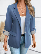 Notched Collar Button Front Blazer, Elegant Long Sleeve Blazer For Office & Work, Women&
