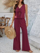 Devine Tied V-Neck Sleeveless Top and Pants Set - MyEmpired