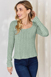 Basic Bae Full Size Ribbed Long Sleeve T-Shirt - MyEmpired