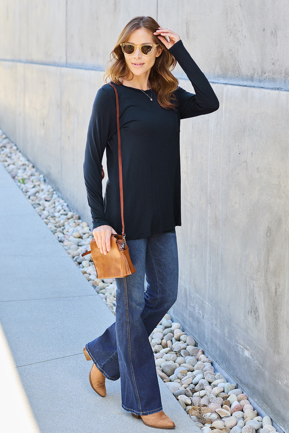 Basic Bae Full Size Round Neck Long Sleeve Top - MyEmpired