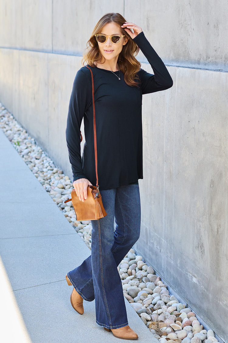 Basic Bae Full Size Round Neck Long Sleeve Top - MyEmpired